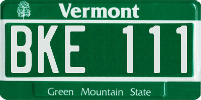 VT license plate BKE111