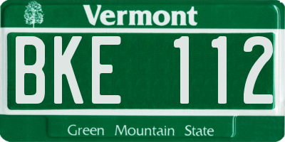VT license plate BKE112