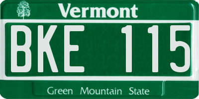 VT license plate BKE115