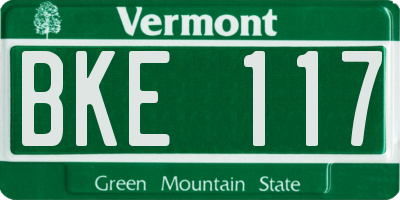 VT license plate BKE117