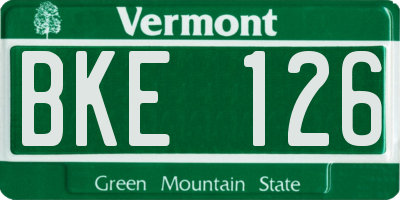 VT license plate BKE126