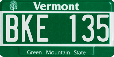 VT license plate BKE135
