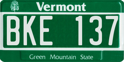 VT license plate BKE137