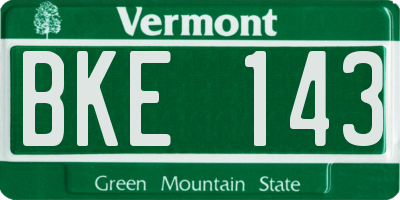 VT license plate BKE143