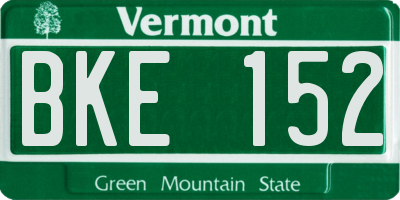 VT license plate BKE152