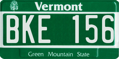 VT license plate BKE156