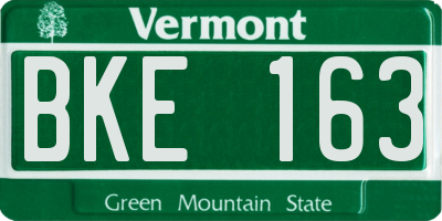 VT license plate BKE163