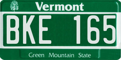 VT license plate BKE165