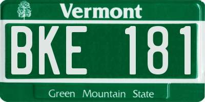 VT license plate BKE181