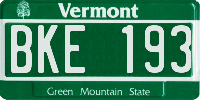 VT license plate BKE193