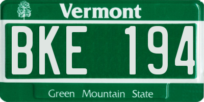 VT license plate BKE194