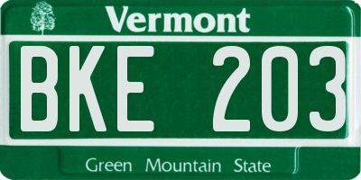 VT license plate BKE203