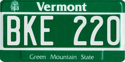 VT license plate BKE220