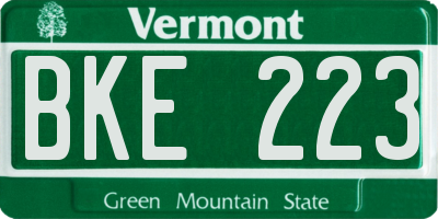 VT license plate BKE223