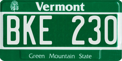 VT license plate BKE230