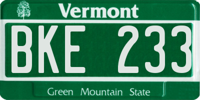 VT license plate BKE233
