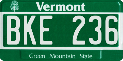 VT license plate BKE236