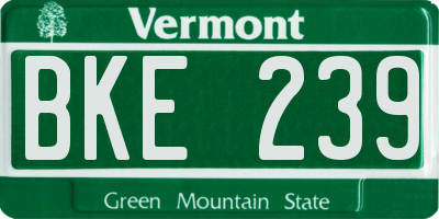 VT license plate BKE239