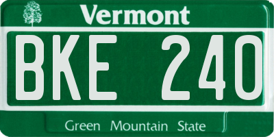 VT license plate BKE240
