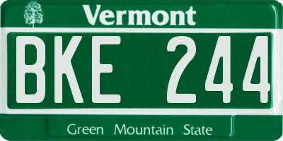 VT license plate BKE244