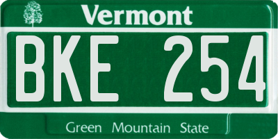 VT license plate BKE254