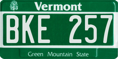 VT license plate BKE257