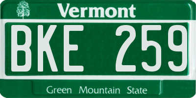 VT license plate BKE259