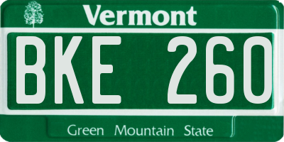 VT license plate BKE260