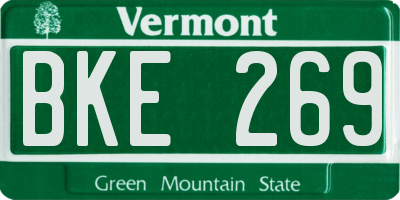 VT license plate BKE269