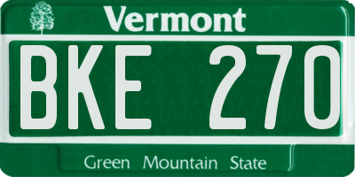 VT license plate BKE270