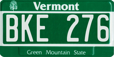 VT license plate BKE276