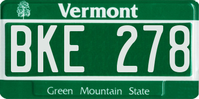 VT license plate BKE278