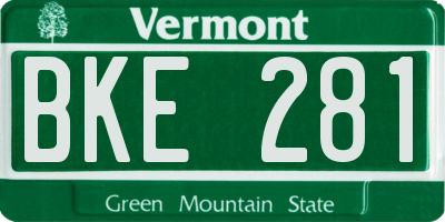 VT license plate BKE281