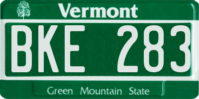 VT license plate BKE283