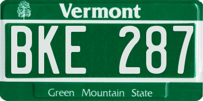 VT license plate BKE287