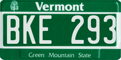 VT license plate BKE293