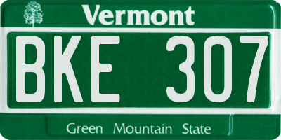 VT license plate BKE307