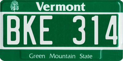 VT license plate BKE314