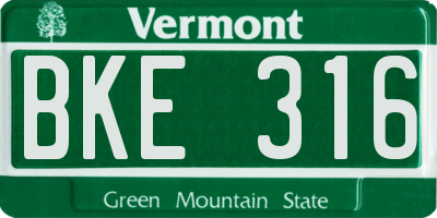 VT license plate BKE316