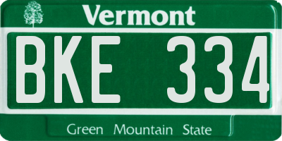 VT license plate BKE334