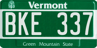 VT license plate BKE337