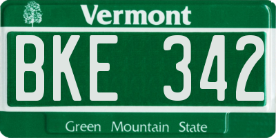 VT license plate BKE342