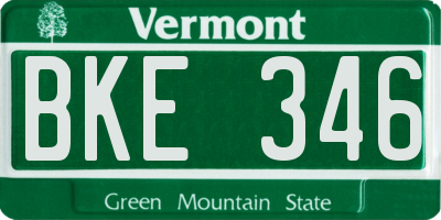 VT license plate BKE346