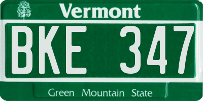 VT license plate BKE347