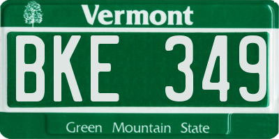 VT license plate BKE349