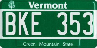 VT license plate BKE353