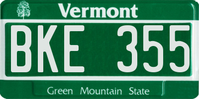VT license plate BKE355