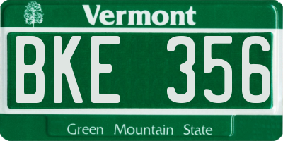 VT license plate BKE356