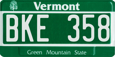 VT license plate BKE358