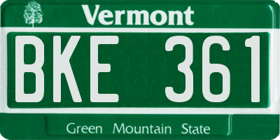 VT license plate BKE361